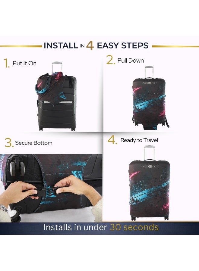 natOnat Travel Luggage Cover Protector - Suitcase Cover - Stretchy, Washable Spandex & Polyester - Protects Against Dirt & Scratches - Urban Vibes Design - Fits 72-81 CM Height ( X Large ) - Image 5